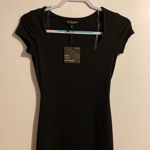 See You Monday Dresses & Skirts - see you monday sym la black ribbed bodycon midi dress new nwt midi long M